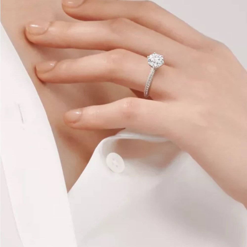 Tiffany & Co. Pavé® Setting Platinum Engagement Ring Mount (Size 5.5) - Picture 5 of 17